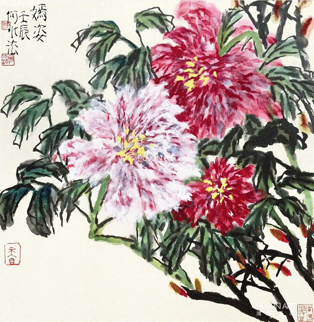 何水法花鸟画 嫣姿