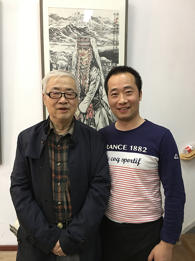 宁夏美术家协会名誉主席胡正伟与浦君创始人胡桂忠合影