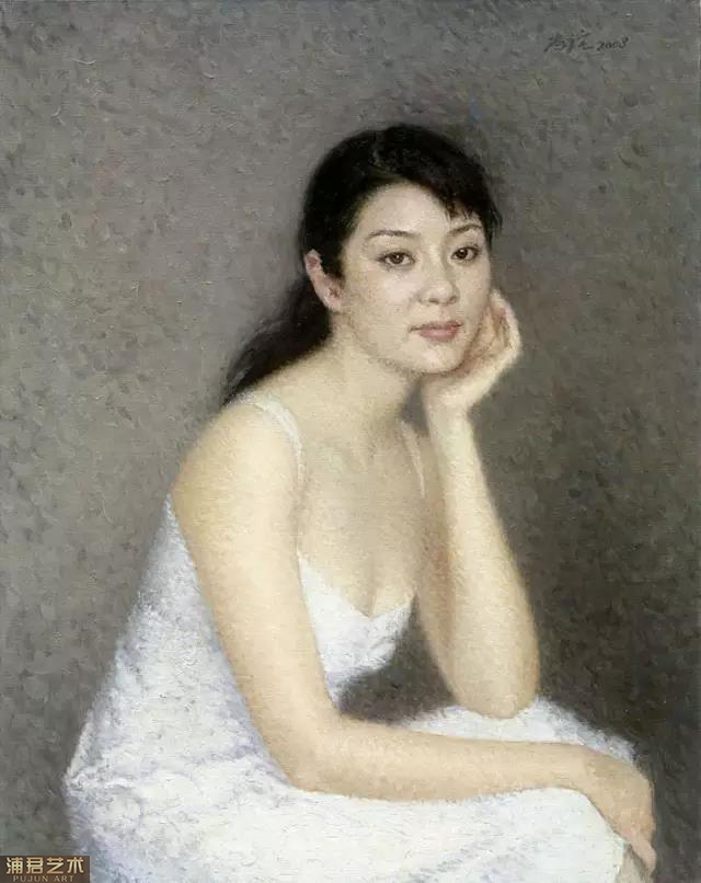 靳尚谊《白衣女孩》78×61cm 2008 布面油画.jpg