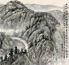 画家王界山2009年作 山环水抱峡谷幽